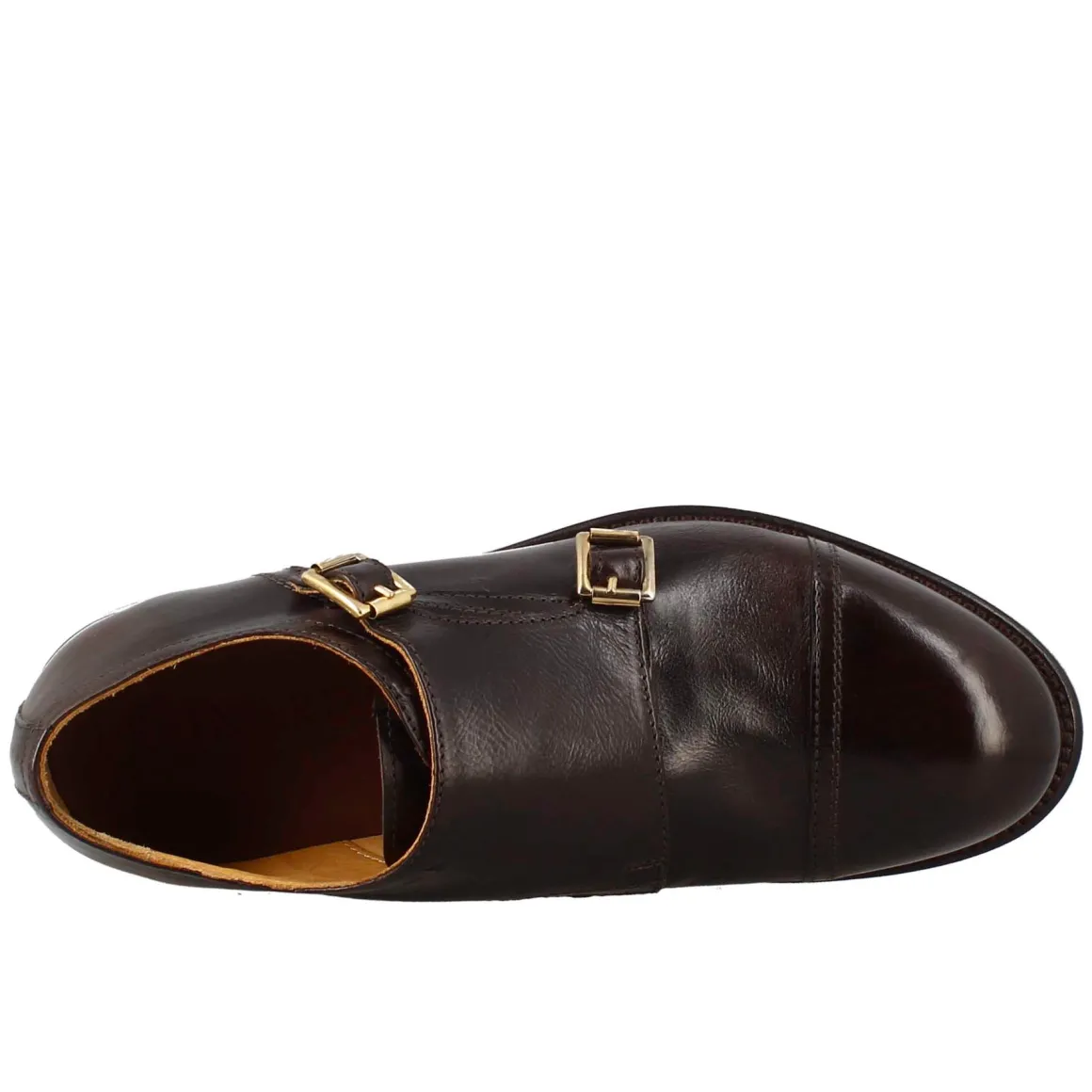 Scarpa Doppia Fibbia Bronzo Vintage Elegante Da Uomo In Pelle