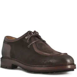 Scarpa Stringata Da Uomo Modello Ingegnere In Pelle Scamosciata Marrone Scuro