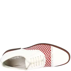 Scarpe Classiche Da Golf Uomo Artigianali In Pelle Bianca Rossa