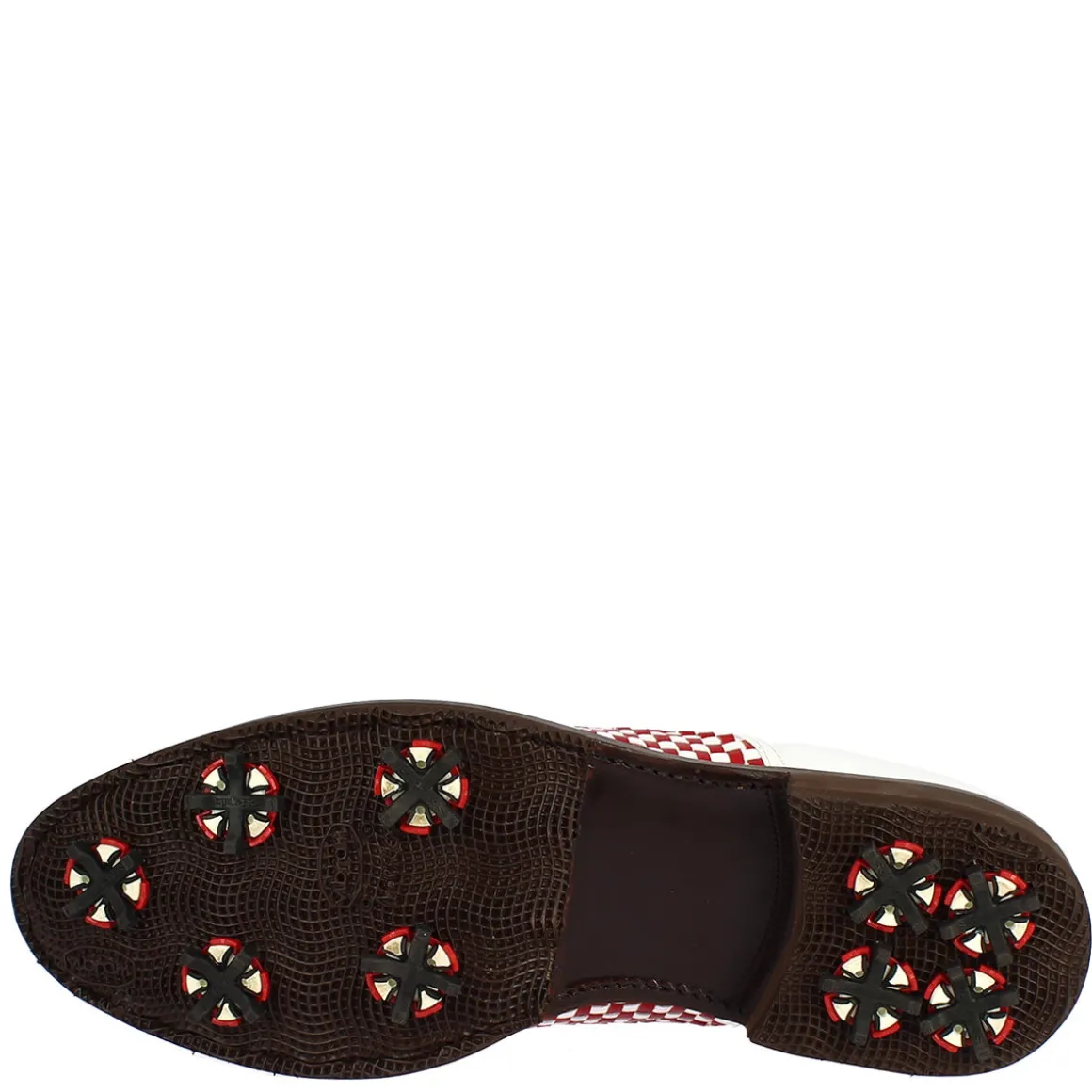 Scarpe Classiche Da Golf Uomo Artigianali In Pelle Bianca Rossa