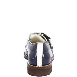 Scarpe Con Fibbia Da Golf Uomo In Pelle Bianca E Vernice Blu