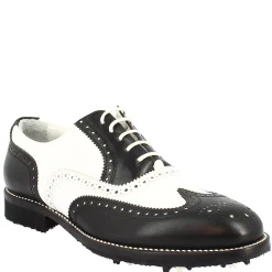 Scarpe Da Golf Da Donna Bicolore Bianco E Nero Artigianale In Pelle
