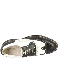 Scarpe Da Golf Da Donna Bicolore Bianco E Nero Artigianale In Pelle