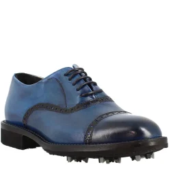 Scarpe Da Golf Da Donna Colore Blu Dettagli Brogue Artigianali In Pelle