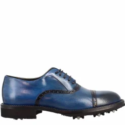 Scarpe Da Golf Da Donna Colore Blu Dettagli Brogue Artigianali In Pelle