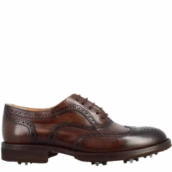 Scarpe Da Golf Da Uomo Colore Marrone Dettagli Brogue Artigianali In Pelle