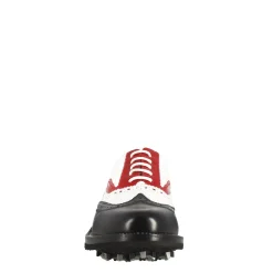 Scarpe Da Golf Donna Artigianali In Pelle Pieno Fiore Nero/bianco/rosso