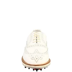 Scarpe Da Golf Donna Classiche Brogues Artigianali In Pelle Bianca