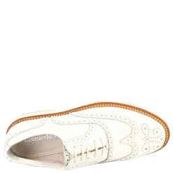Scarpe Da Golf Donna Classiche Brogues Artigianali In Pelle Bianca