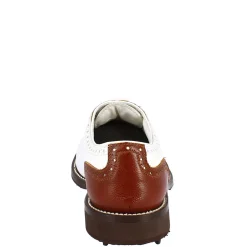 Scarpe Da Golf Donna Classiche Artigianali In Pelle Bianca Marrone