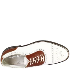 Scarpe Da Golf Donna Classiche Artigianali In Pelle Bianca Marrone