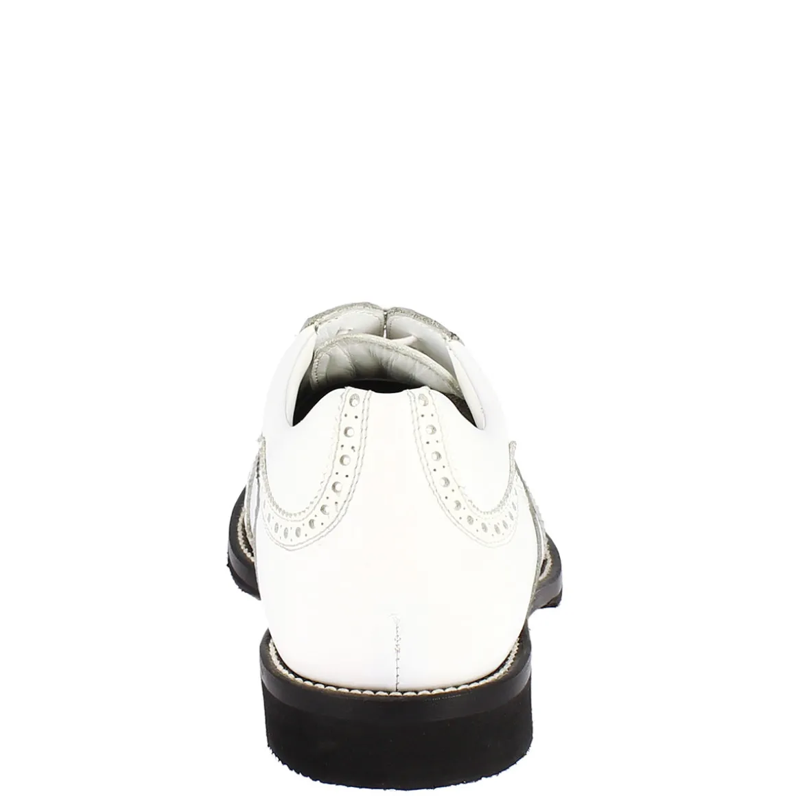 Scarpe Da Golf Donna Classiche Artigianali In Pelle Bianca Grigia