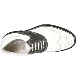 Scarpe Da Golf Donna Classiche Artigianali In Pelle Bianca Grigia