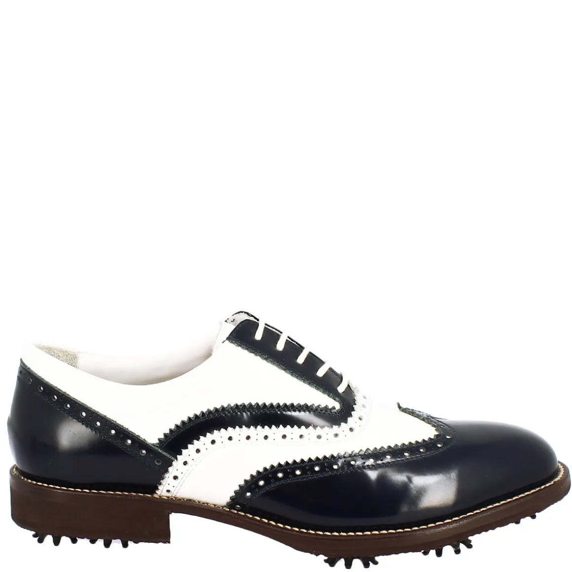 Scarpe Da Golf Uomo Bicolore Bianco E Blu In Pelle