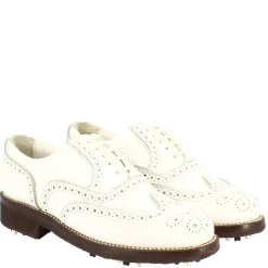 Scarpe Da Golf Uomo Impermeabili Fatte A Mano In Pelle Bianca