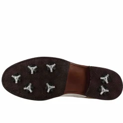 Scarpe Da Golf Uomo In Pelle Bicolore Bianca E Beige Con Stampa Cocco