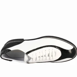 Scarpe Golf Da Donna Artigianali In Pelle Bianco E Dettagli In Cocco Nero