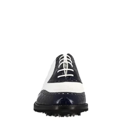 Scarpe Golf Da Uomo Artigianali In Pelle Bianco E Cocco Blu