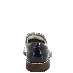 Scarpe Golf Donna Artigianali In Pelle Pieno Fiore Bianco Cocco Blu