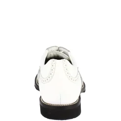Scarpe Golf Donna Artigianali In Pelle Pieno Fiore Bianco Nero