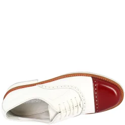 Scarpe Golf Uomo Artigianali In Pelle Bianco Con Puntale Rosso