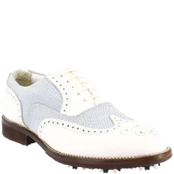Scarpe Golf Uomo Estive Fatte A Mano In Pelle Bianca E Tessuto