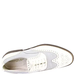 Scarpe Golf Uomo Estive Fatte A Mano In Pelle Bianca E Tessuto