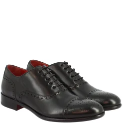 Scarpe Stringate Da Uomo Francesine Fatte A Mano In Pelle Nera