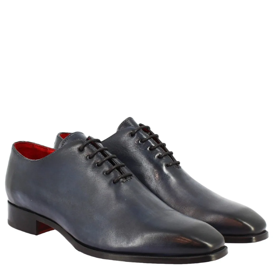 Scarpe Wholecut Da Uomo Artigianali In Pelle Delavè Blu