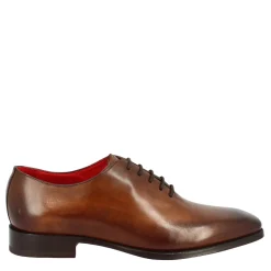 Scarpe Wholecut Da Uomo Artigianali Punta Squadrata In Pelle Delavè Brandy