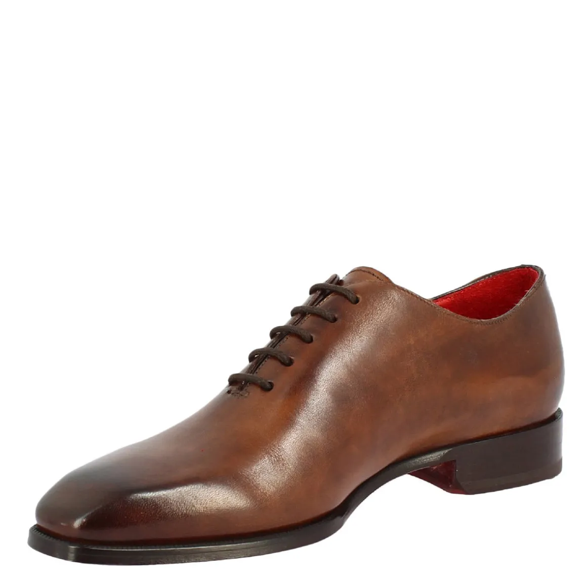 Scarpe Wholecut Da Uomo Artigianali Punta Squadrata In Pelle Delavè Brandy