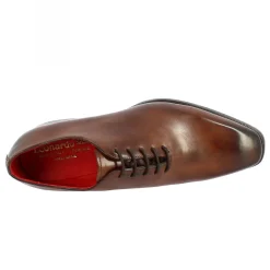 Scarpe Wholecut Da Uomo Artigianali Punta Squadrata In Pelle Delavè Brandy
