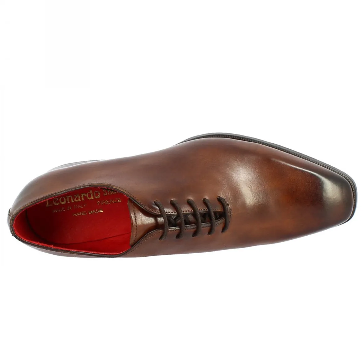 Scarpe Wholecut Da Uomo Artigianali Punta Squadrata In Pelle Delavè Brandy