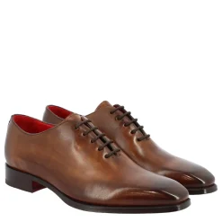 Scarpe Wholecut Da Uomo Artigianali Punta Squadrata In Pelle Delavè Brandy