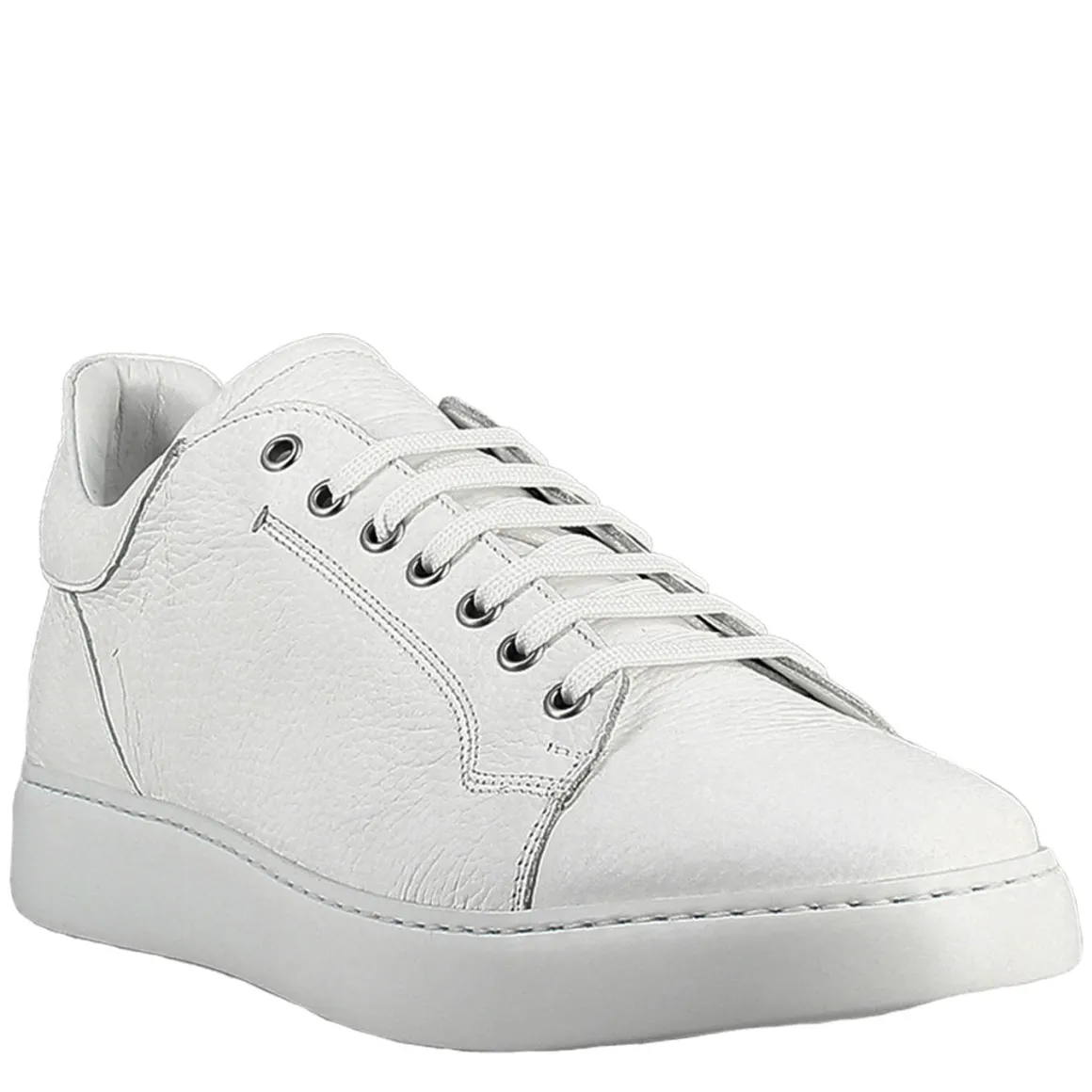 Sneaker Bianca Elegante Da Uomo In Pelle Liscia