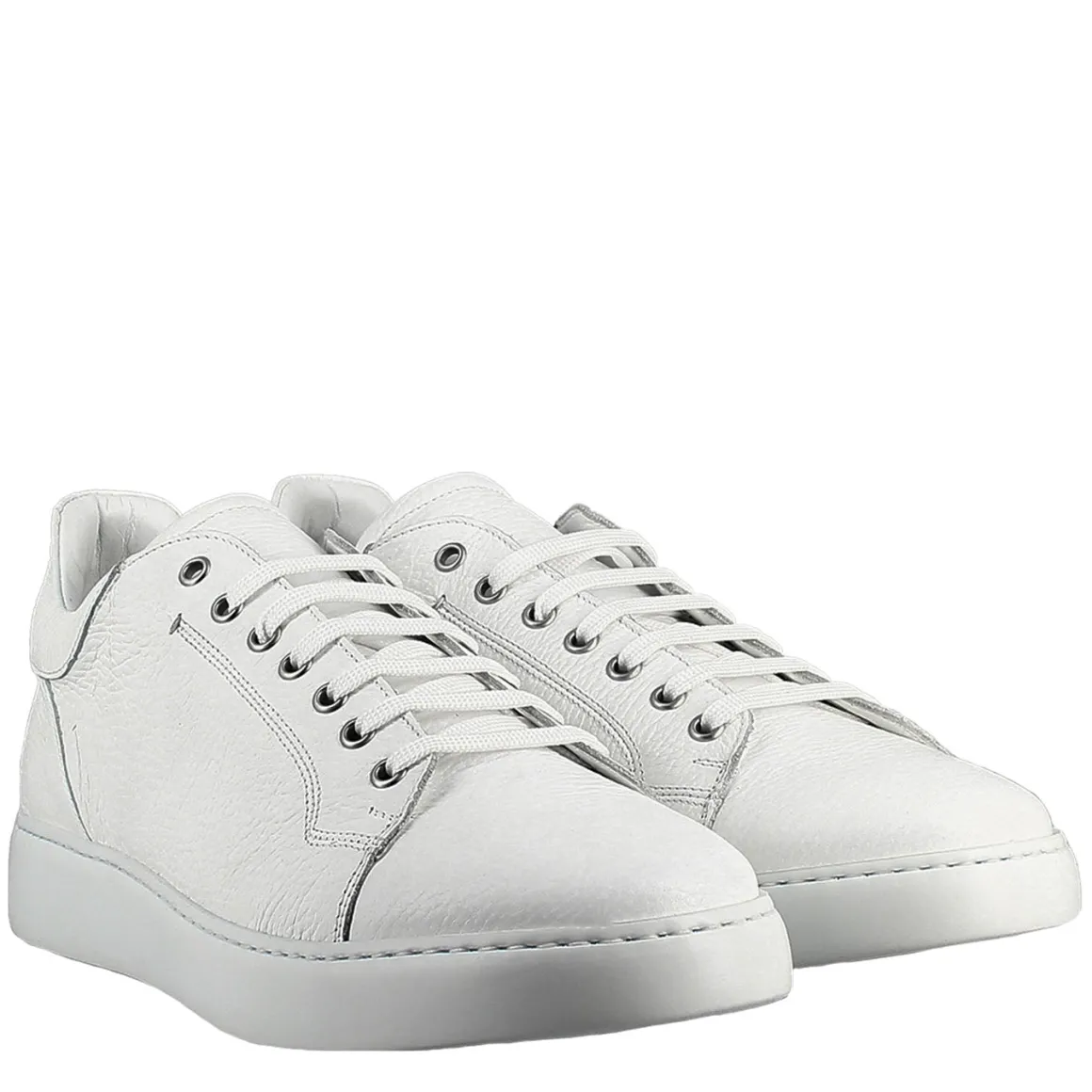 Sneaker Bianca Elegante Da Uomo In Pelle Liscia