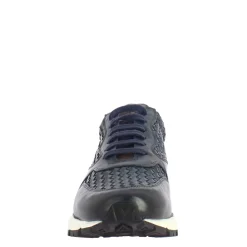Sneaker Blu Elegante Da Uomo In Pelle Intrecciata