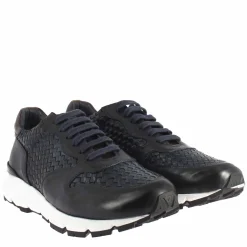 Sneaker Blu Elegante Da Uomo In Pelle Intrecciata
