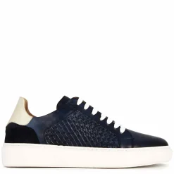Sneaker Casual Da Uomo In Pelle Intrecciata Colore Blu
