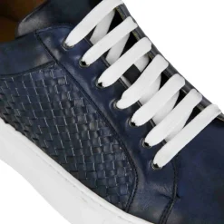 Sneaker Casual Da Uomo In Pelle Intrecciata Colore Blu