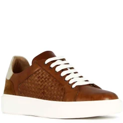 Sneaker Casual Da Uomo In Pelle Intrecciata Colore Marrone