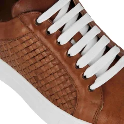 Sneaker Casual Da Uomo In Pelle Intrecciata Colore Marrone