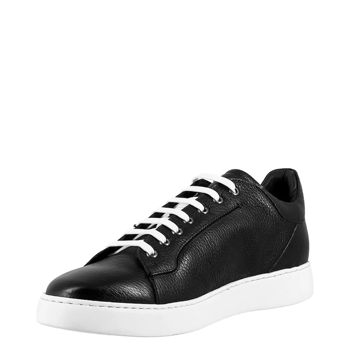 Sneaker Colore Nero Elegante Da Uomo In Pelle Liscia
