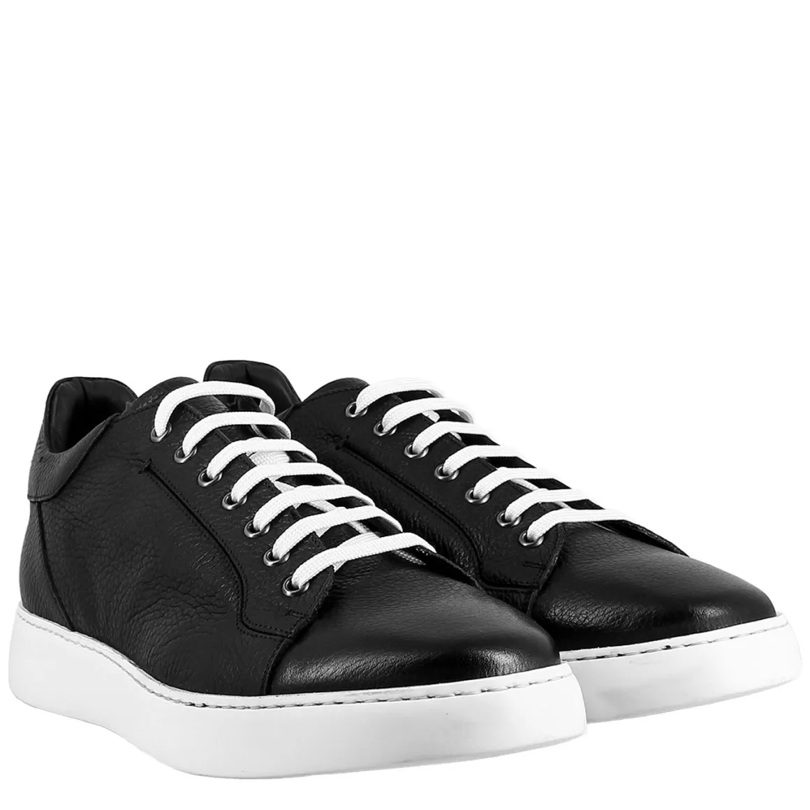 Sneaker Colore Nero Elegante Da Uomo In Pelle Liscia
