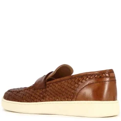 Sneaker Da Uomo Fatta A Mano In Pelle Intrecciata Colore Marrone