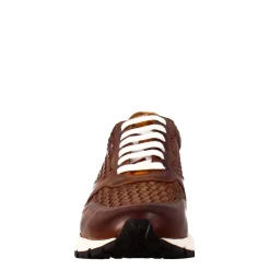 Sneaker Marrone Scuro Elegante Da Uomo In Pelle Intrecciata