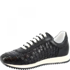 Sneakers Casual Da Uomo Fatte A Mano In Pelle Intrecciata Blu