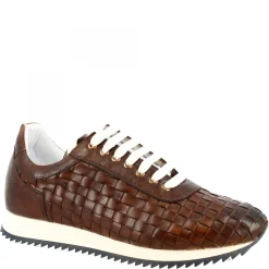 Sneakers Casual Da Uomo Fatte A Mano In Pelle Intrecciata Brandy