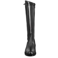 Stivale Al Ginocchio Da Donna Liscio Con Tacco Basso In Pelle Colore Nero