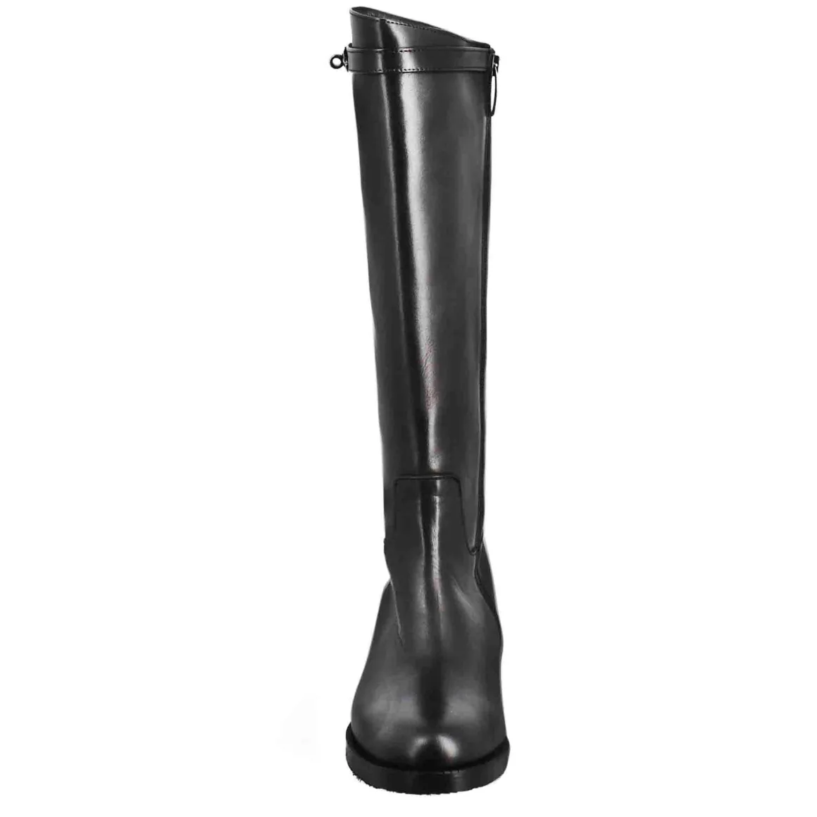 Stivale Al Ginocchio Da Donna Liscio Con Tacco Basso In Pelle Colore Nero